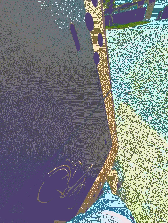Me transporting a large box on my longboard